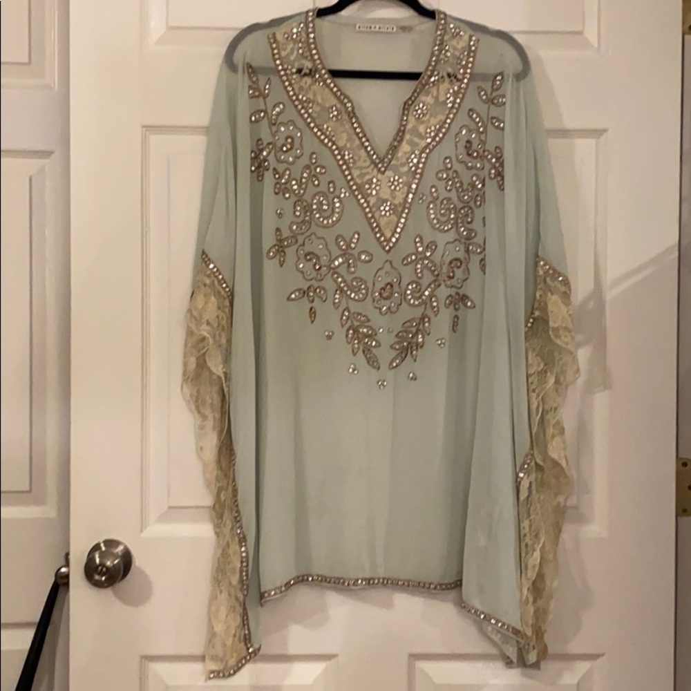 Beautiful Light Green Silk Top by Alice + Olivia